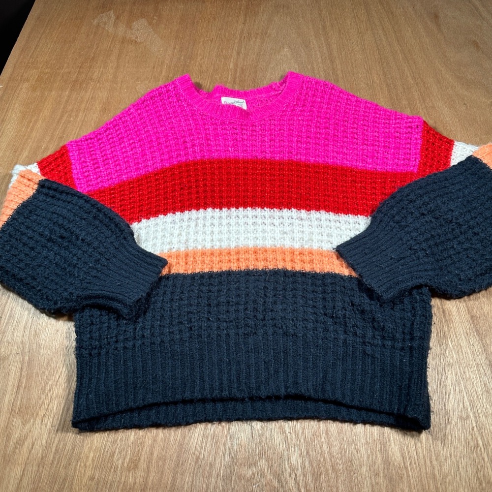 Universal Thread Sweater Womens Medium Multi Colorblock Waffle Knit Crewneck